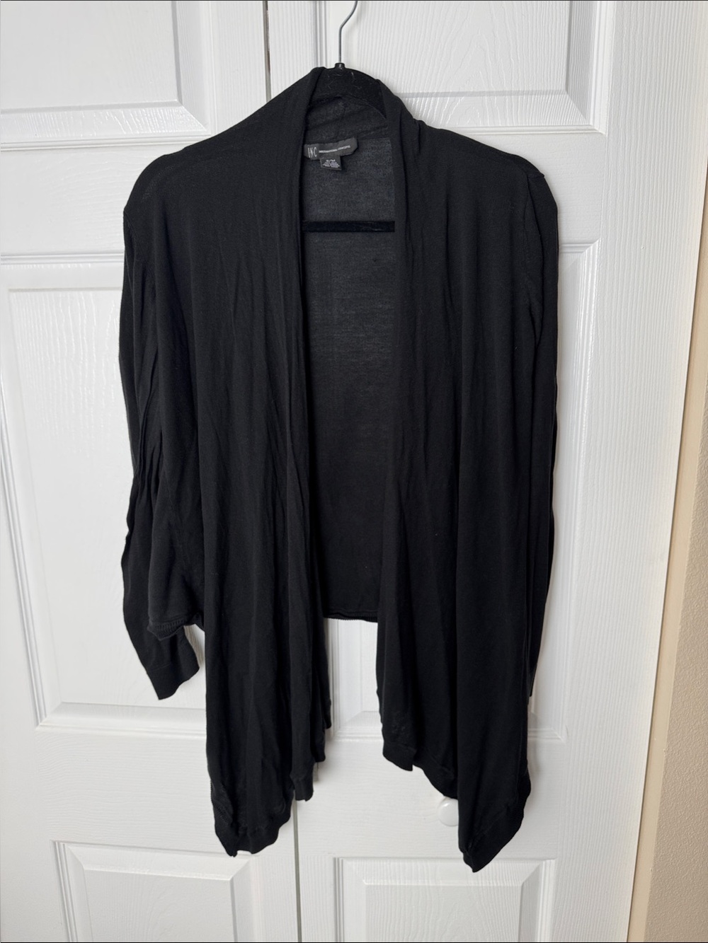 INC International Concepts Black Open Cardigan